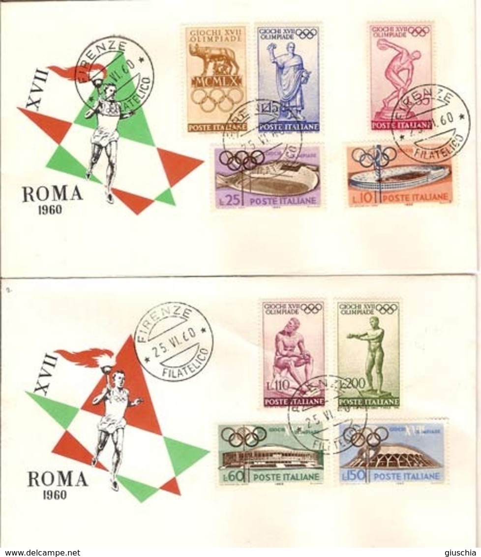 (St.Post.).Repubblica.2 FDC.Serie Completa "Olimpiadi Di Roma" Del 25 Giu 1960 (61-15) - FDC