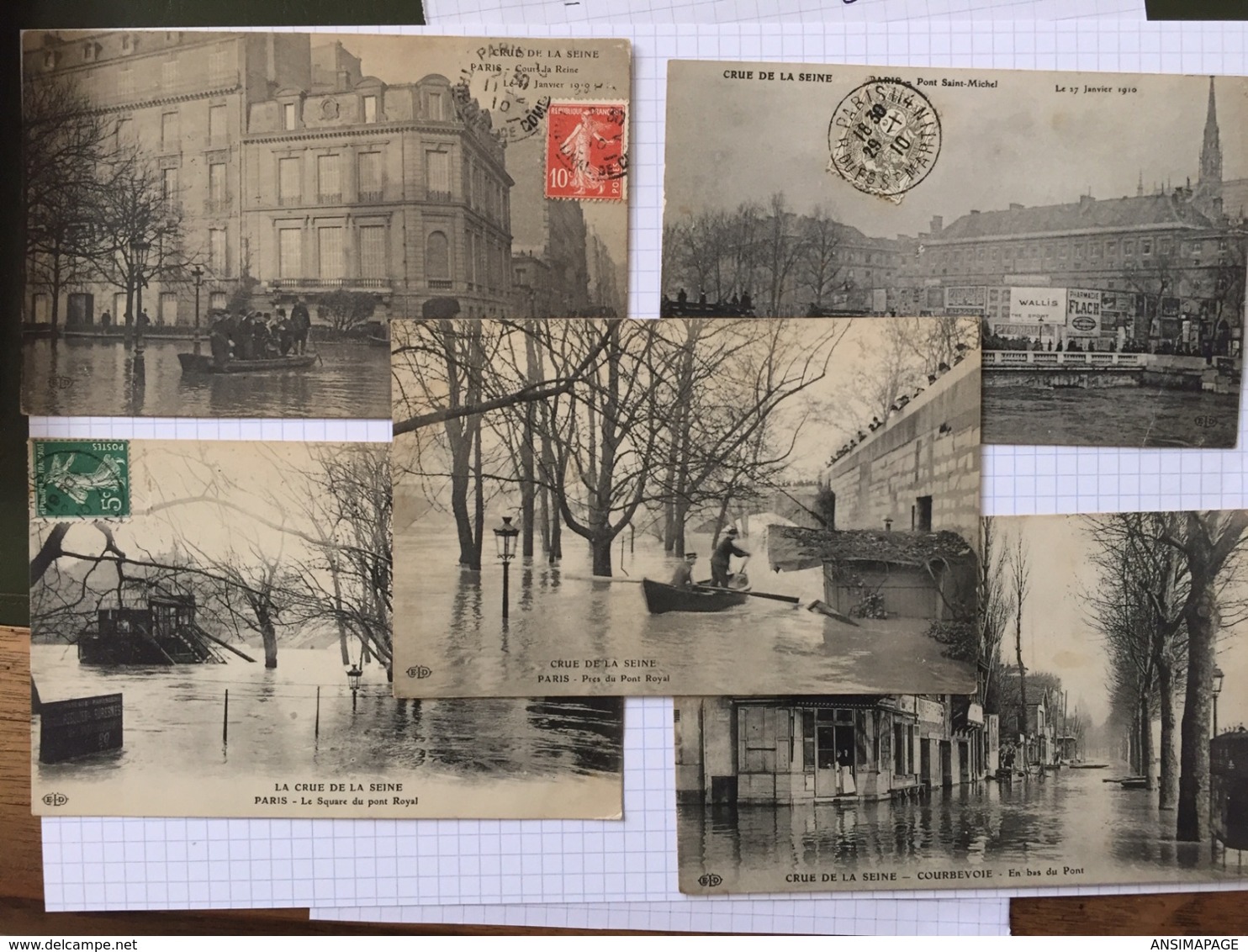 Crue De La Seine , 5 CP - Paris Flood, 1910