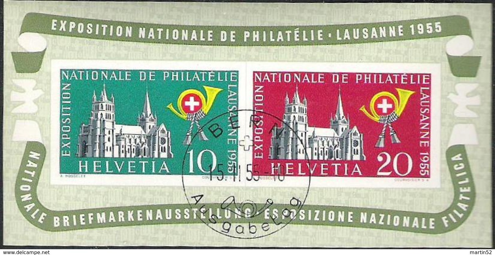 Schweiz Suisse 1955: "LAUSANNE" Zu WIII 35 Mi Block 15 Yv BF 15 Mit O BERN 15.II.55 Ausgabetag (Zu CHF 110.00 ++) - Blocks & Kleinbögen