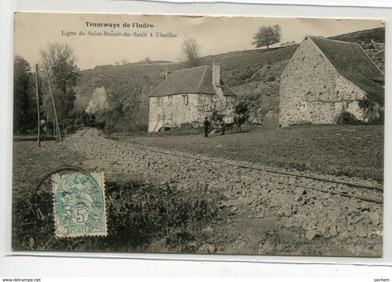 36 TRAMWAYS De L'INDRE Ligne De SAint Benoit Du Sault à Chaillac   Train  Passant Dans Campagne Paysans Cheval D14 2019 - Altri & Non Classificati