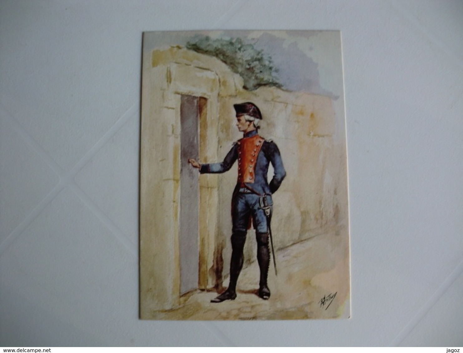 Postcard Postal Portugal Uniformes Militares Portugueses Oficial Do Batalhão Da Ilha Terceira  1797 - Uniformes