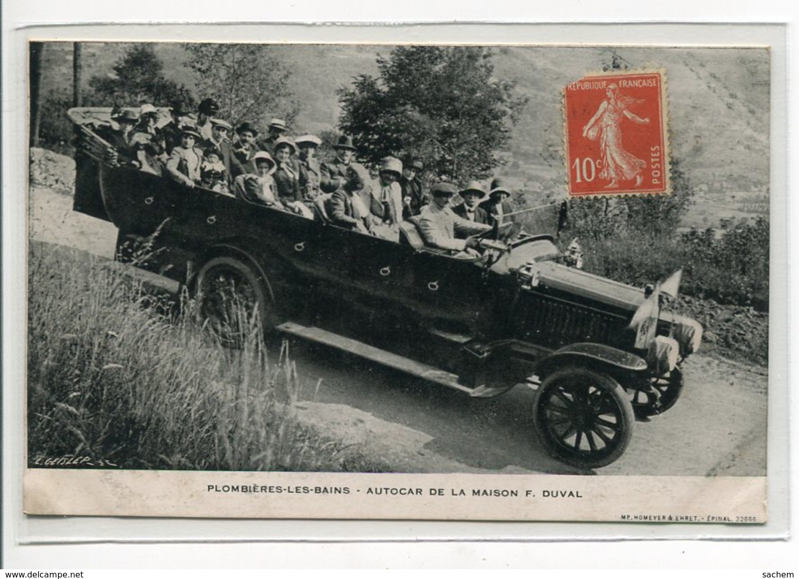 88 PLOMBIERES Les BAINS  Autocar Découvert De La Maison DUVAL Promenade Des Touristes  1913 écrite  D14 2019 - Plombieres Les Bains