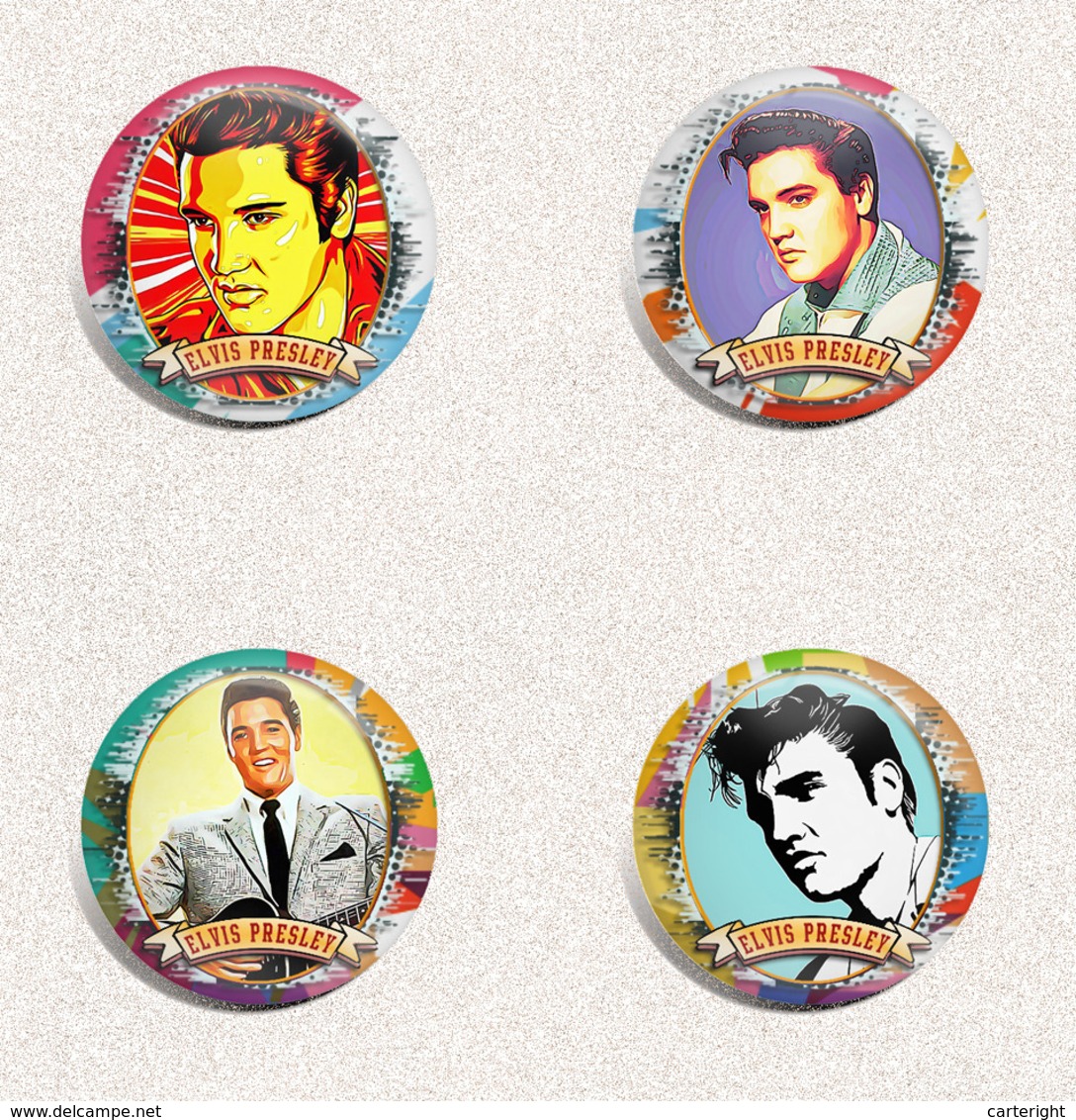 35 X Elvis Presley Music Fan ART BADGE BUTTON PIN SET 11 (1inch/25mm Diameter) - Music