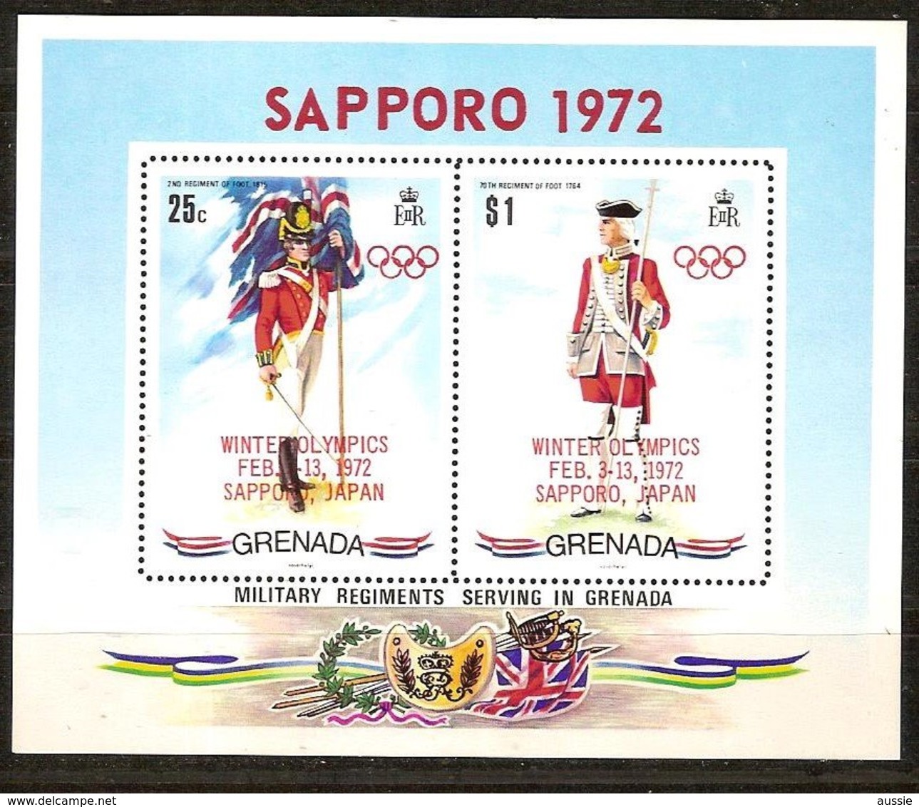 Grenade Grenada 1972 Yvertn° Bloc 20 *** MNH Cote 30 FF Jeux Olympiques Sapporo - Grenade (...-1974)