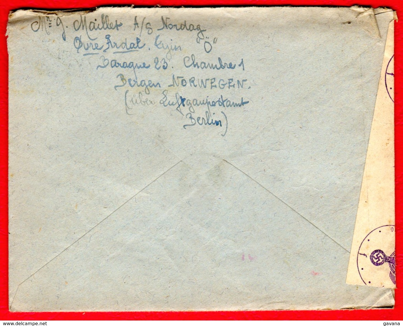 STO En Norvège - Censure Militaire - OVRE - ARDAL 23/10/43 - Cartas & Documentos