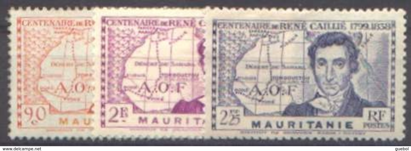 Détail De La Série Centenaire René Caillié ** Mauritanie N° 95 à 97 - 1939 Centenaire De René Caillé