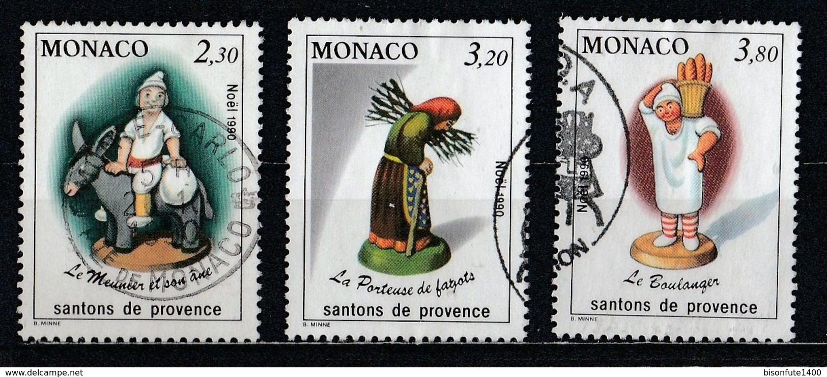 Monaco 1990 : Timbres Yvert Et Tellier N° 1743 - 1744 Et 1745 Oblitérés. - Usados