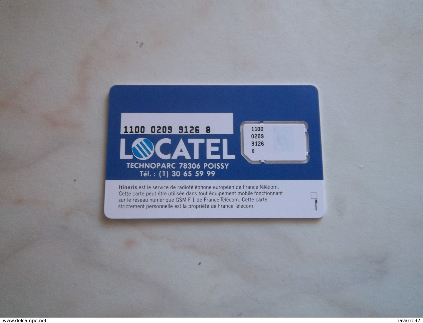 ANCIENNE CARTE GSM SIM LOCATEL ITINERIS T.B.E !!! - Autres & Non Classés