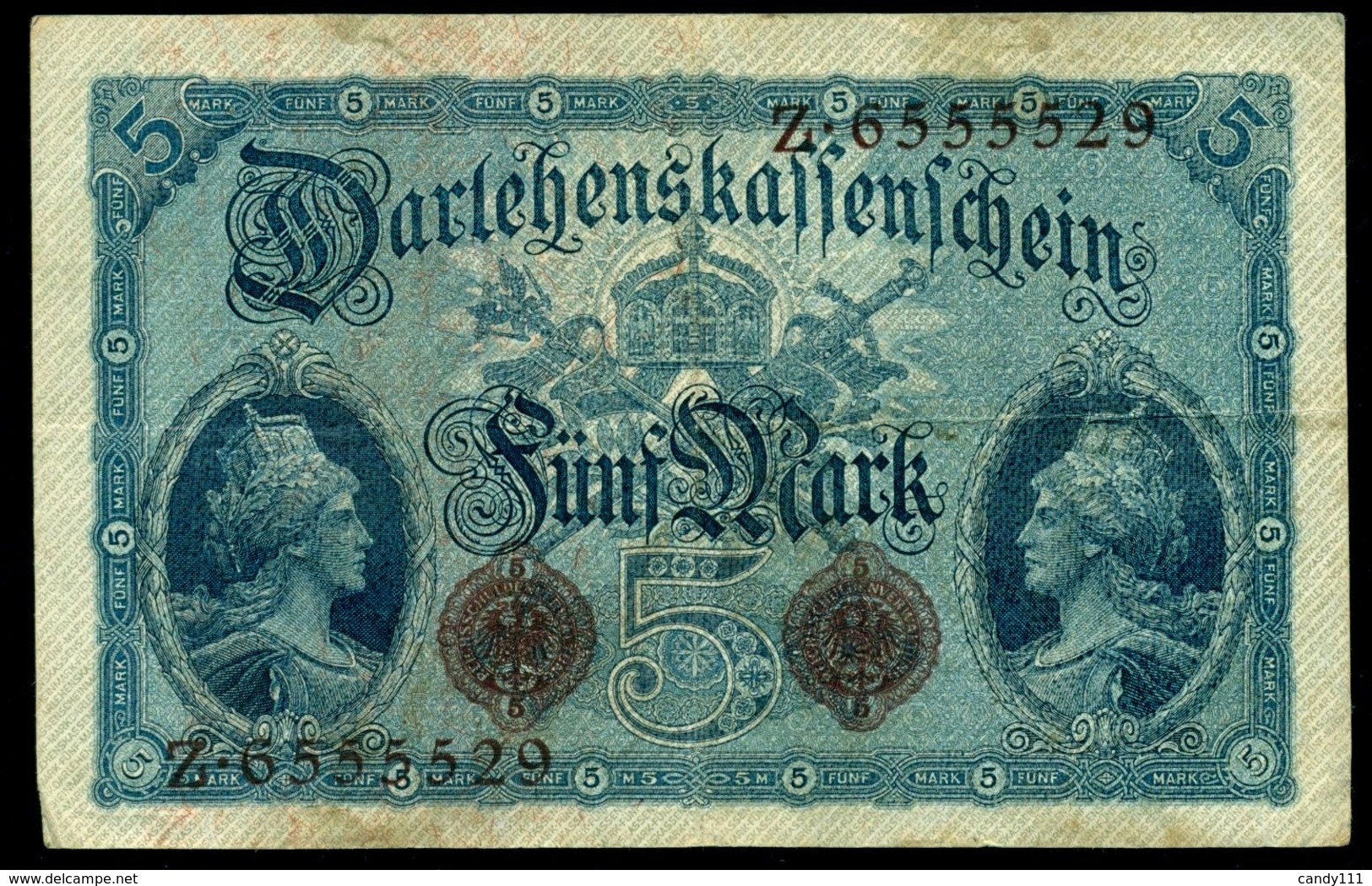 Germany 5 Mark 1914 Banknote Paper Money - 5 Mark