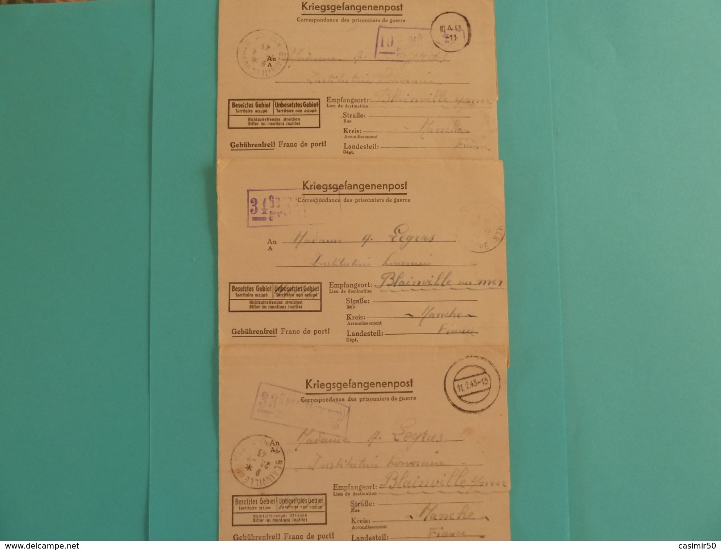 3 LETTRES DE PRISONNIERS DE GUERRE DU CAMP DE KREFELD - 1939-45