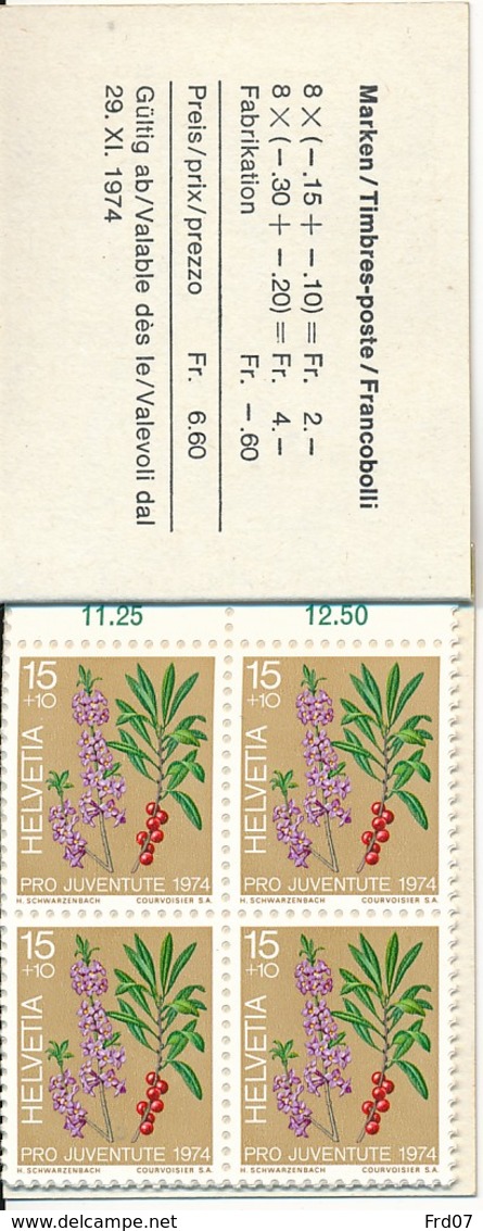 Suisse Carnet C972 - Pro Juventute 1974 - 6.60 CHF = €6.07 – Baies Sauvage - Markenheftchen