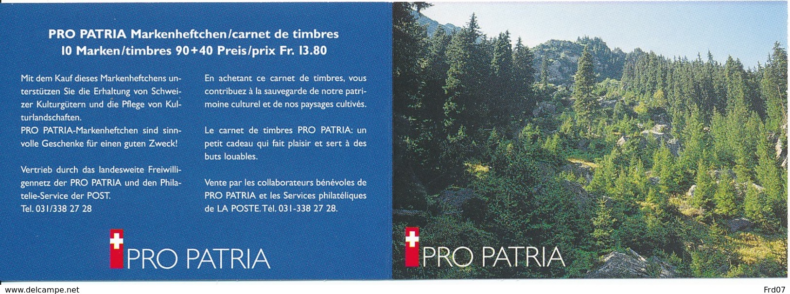 Suisse Carnet C1579 – Pro Patria 1998 – CHF 13.80 = €12.70 - Booklets