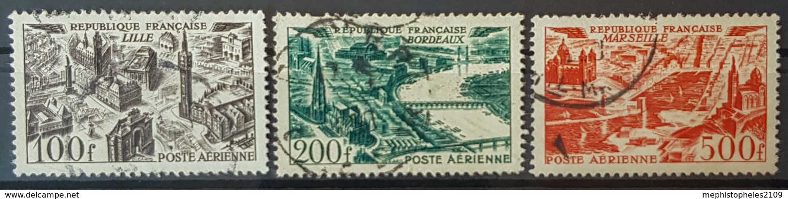 FRANCE 1949 - Canceled - YT PA 24, 25, 27 - 100F 200F 500F - 1927-1959 Afgestempeld