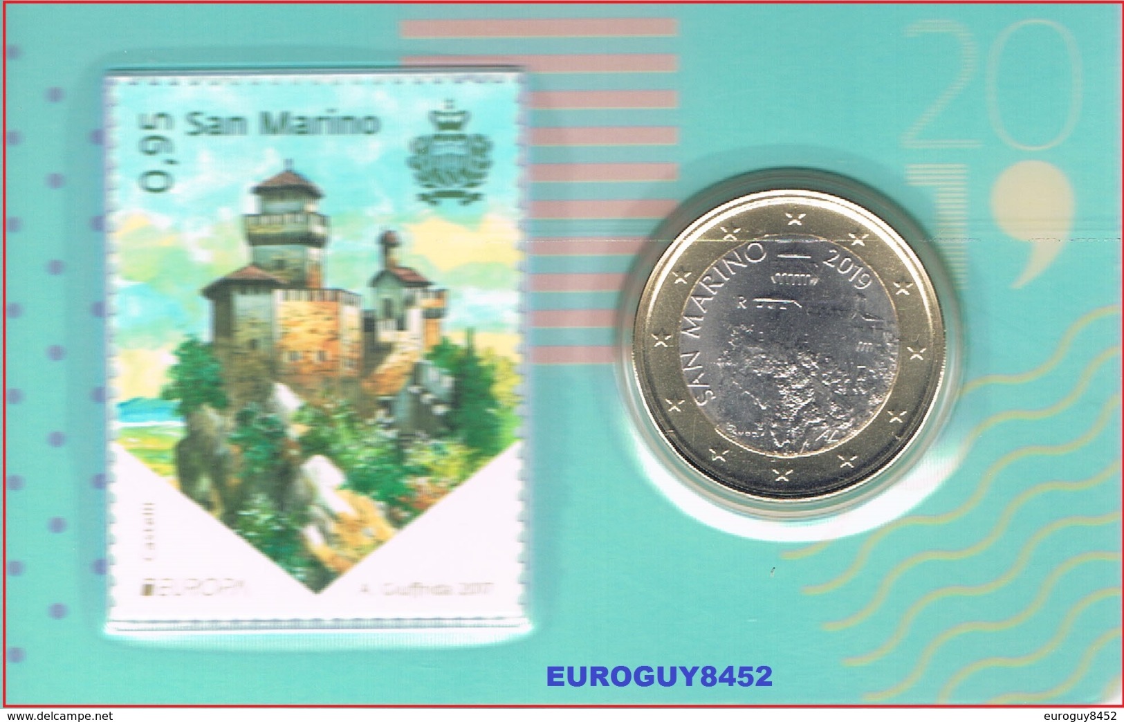 SAN MARINO - COINCARD NR 3 - 1 € 2019 BU + POSTZEGEL - San Marino