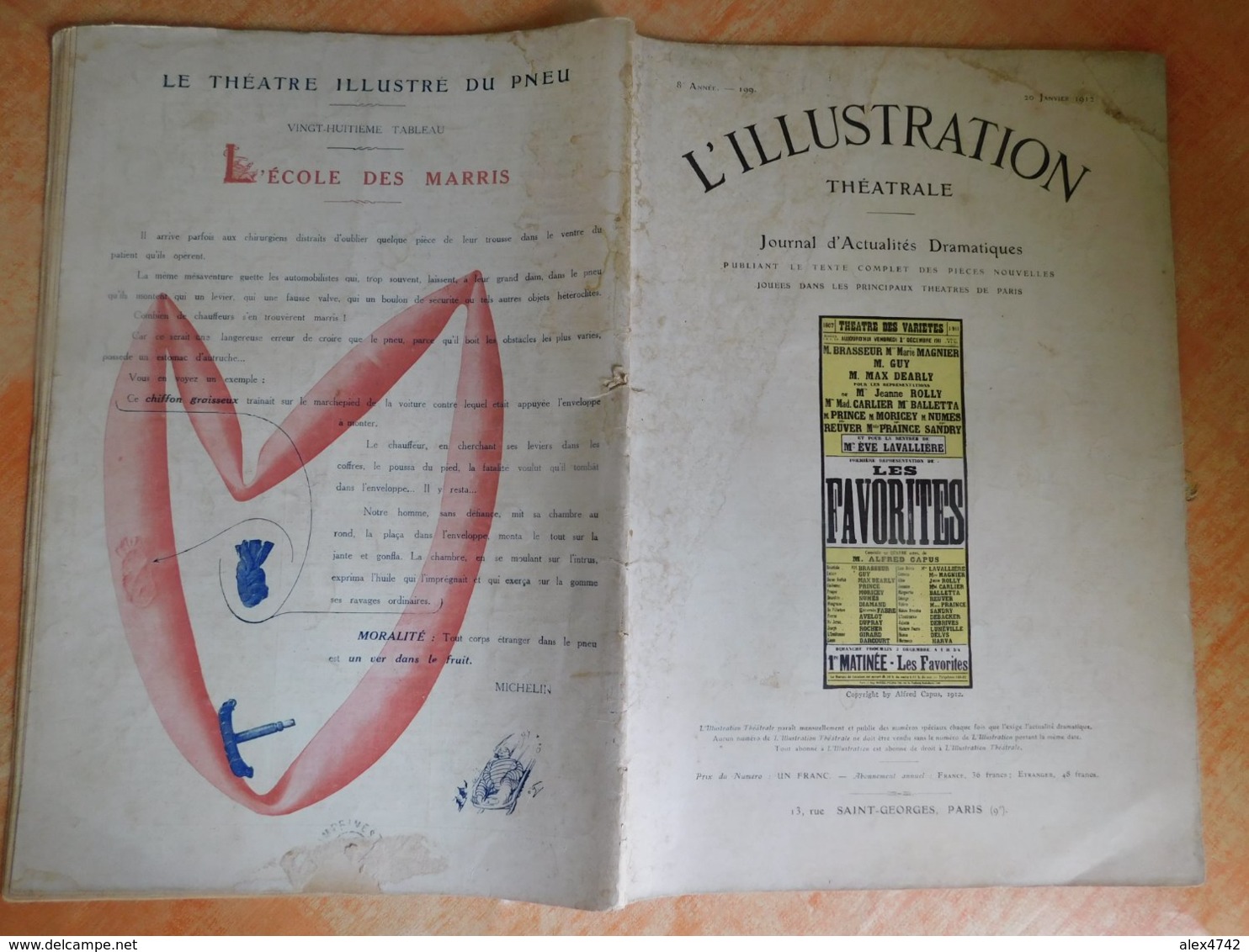 L'illustration, Théatrale, 199, 20/01/1912, Publicité Michelin  (Box5) - Andere & Zonder Classificatie