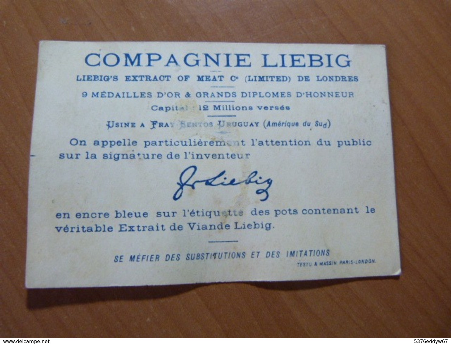 Chromo Liebig. Enfant Sur Un âne. Format; 7 X 10,5 Cm. En Bon état - Liebig