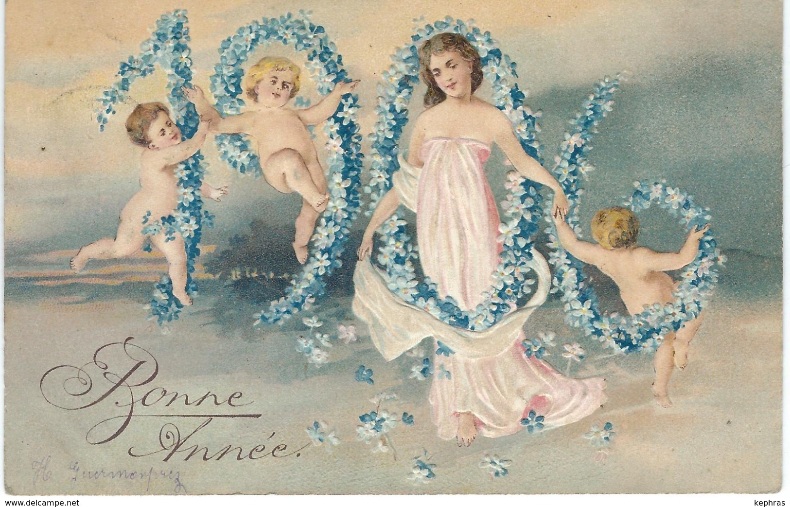 Bonne Année 1906 - Superbe CPA Gaufrée - Cachet De La Poste 1905 - Neujahr