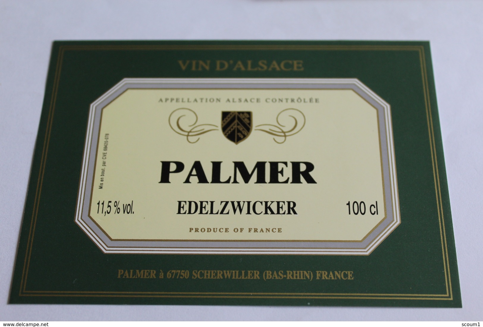 Etiquette Neuve Vin D Alsace  Edelzwicker   11,5o Palmer - White Wines