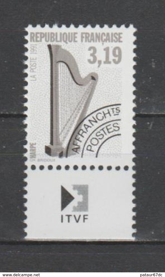 FRANCE / 1992 / Y&T PREO N° 220 ** : "Instruments De Musique" - 4ème Série (Harpe Dent 13) BdF ITVF - Gomme Intacte - 1989-2008