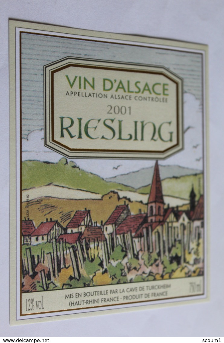 Etiquette Neuve Vin D Alsace Riesling 2001 12o Turckheim - Riesling