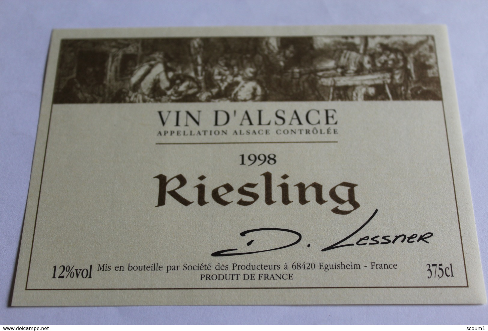 Etiquette Neuve Vin D Alsace Riesling 1998  12o - Riesling