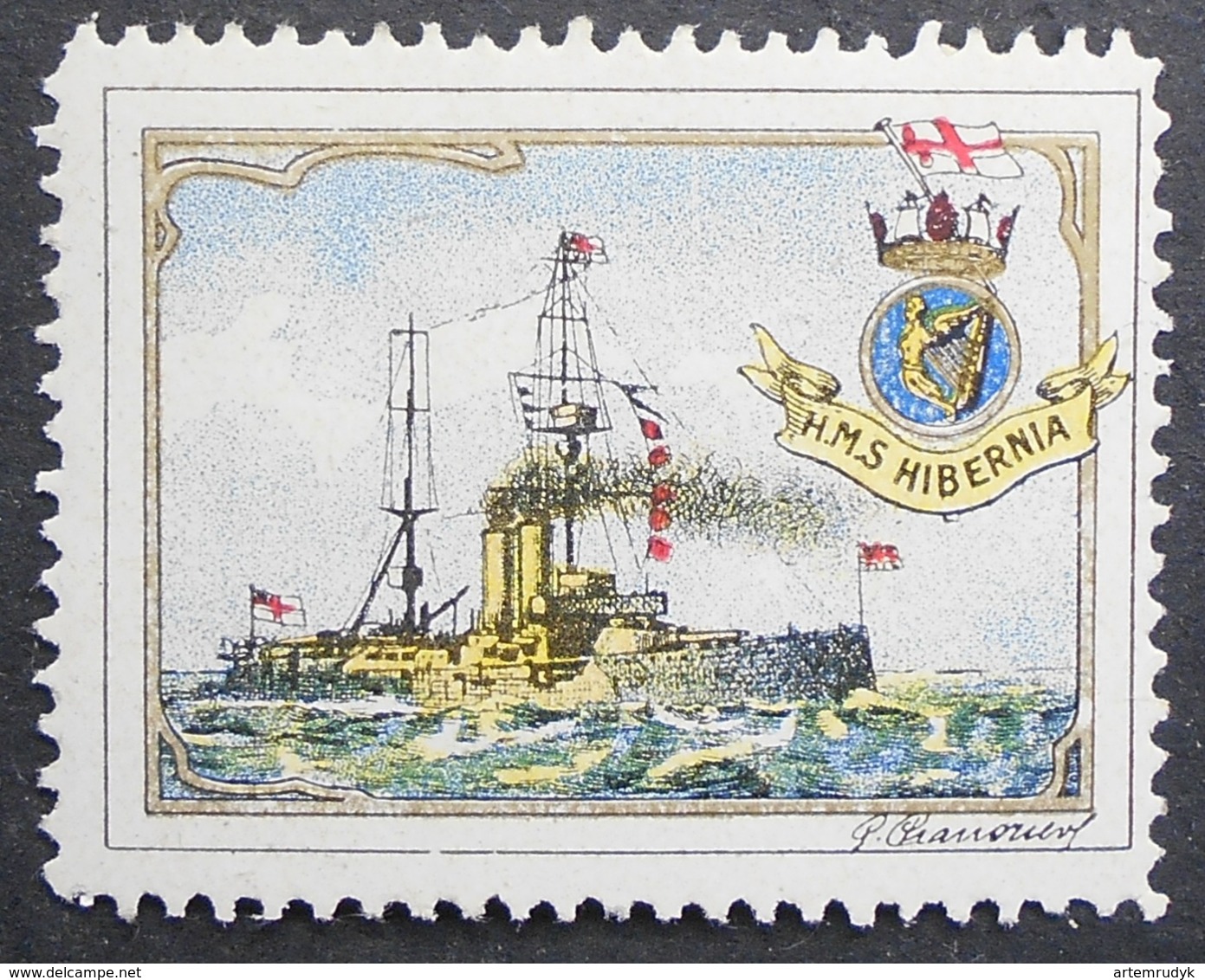 Great Britain 1916 Military Vignette HMS Hibernia - Cinderellas