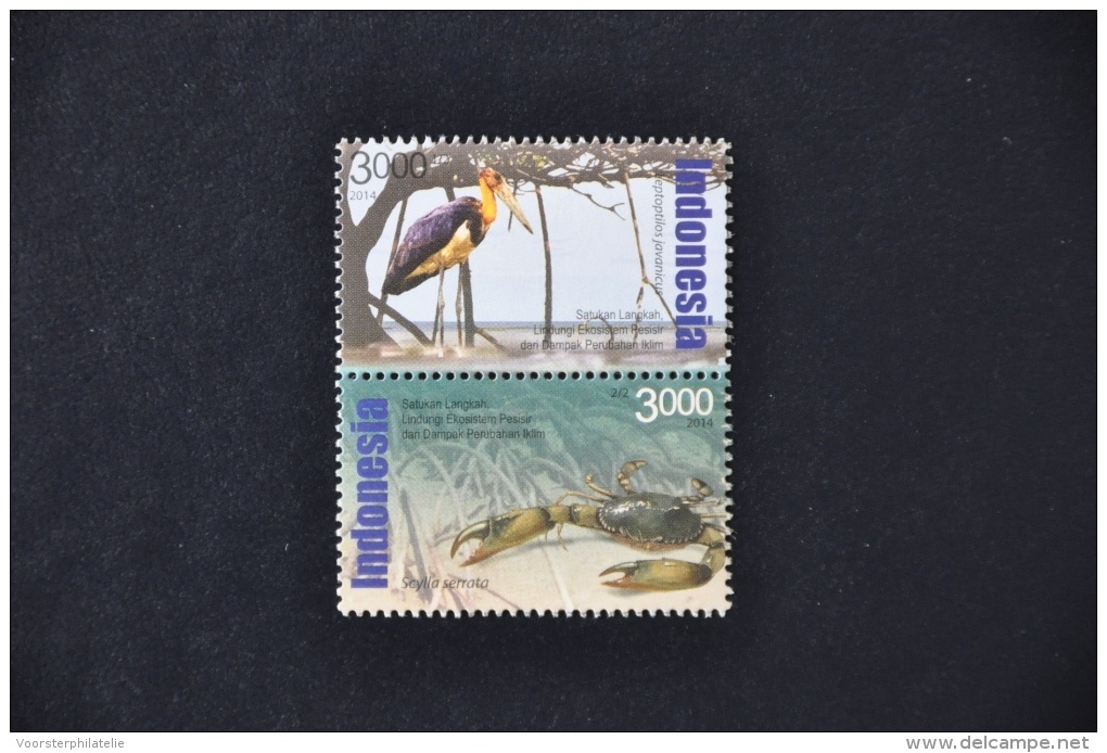 N 285 ++ INDONESIA 2014 VOGELS BIRDS CRAB KRAB MNH ** - Indonesia