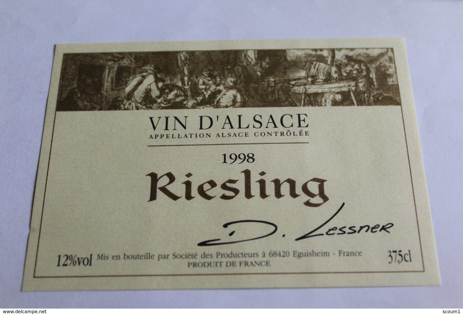 Etiquette Neuve Vin D Alsace Riesling   12 O  1998 - Riesling