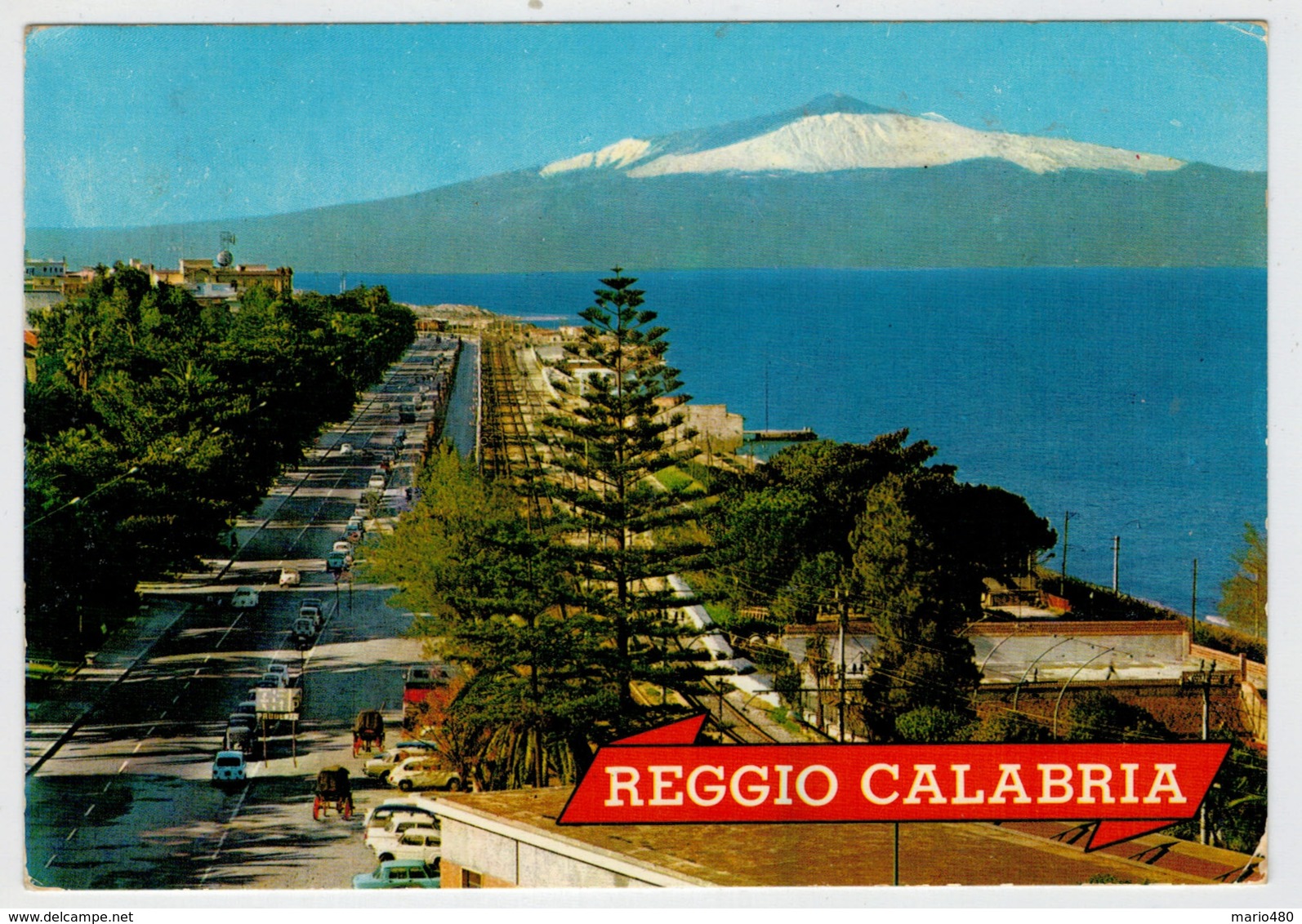 REGGIO  CALABRIA   LUNGOMARE  CON  VEDUTA  DELL' ETNA            (SCRITTA  CON BOLLO  NUOVO) - Reggio Calabria