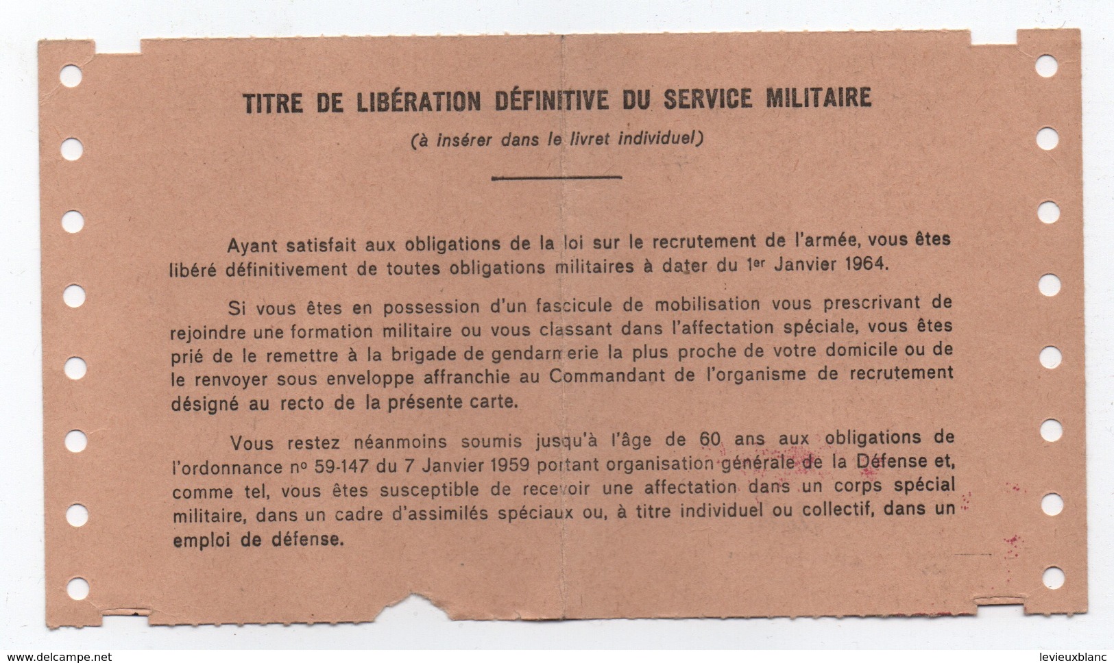 RF/Service Militaire/Titre De Libération Définitive Du Service Militaire/Gagneux/ VILLEJUIF/VERSAILLES /1965     VPN242 - Documents