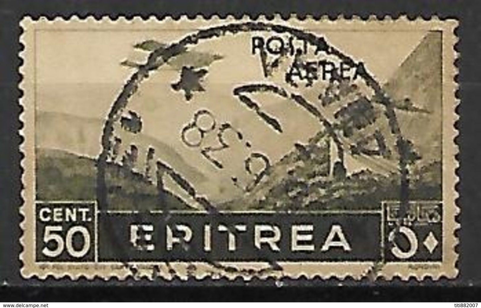 ERYTHREE    -   Poste Aérienne  -   1936 .   Y&T N° 19 Oblitéré.  Avion - Eritrea