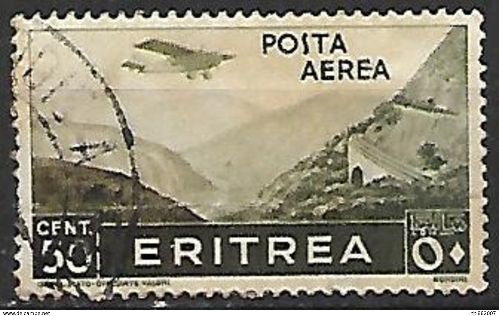 ERYTHREE    -   Poste Aérienne  -   1936 .   Y&T N° 19 Oblitéré.  Avion - Erythrée
