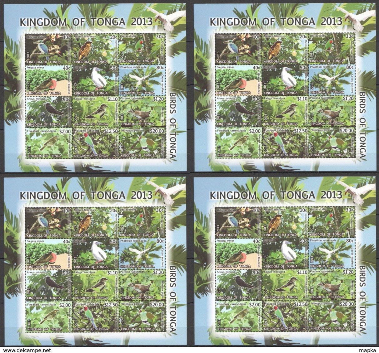 SS702 2013 KINGDOM OF TONGA FAUNA BIRDS 4SH !!! 30% OFF !!! MICHEL 212 EURO MNH - Autres & Non Classés