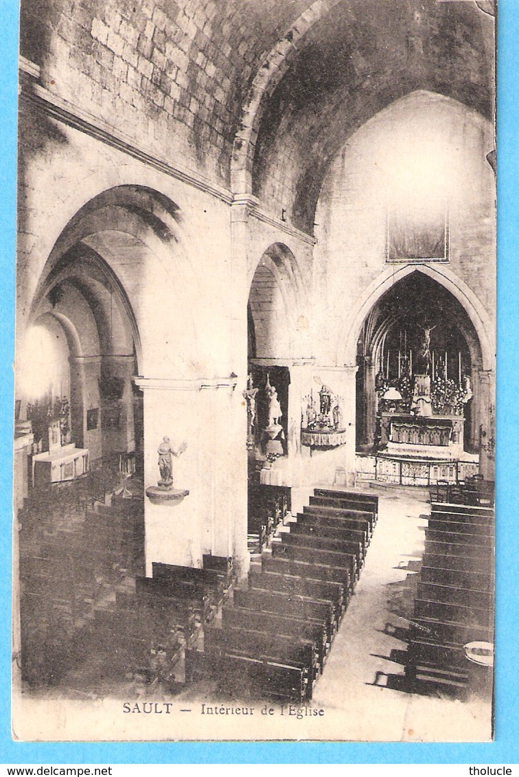 Sault (Pernes Les Fontaines-Vaucluse)+/-1910-Intérieur De L'Eglise Notre-Dame De La Tour-Nef-Style Roman (XIIe S) - Pernes Les Fontaines