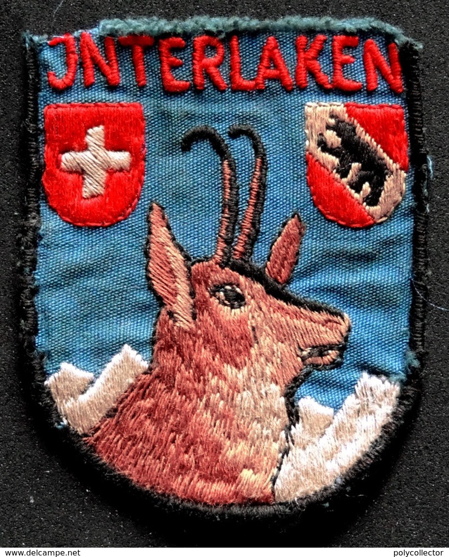 Patch Écusson Tissu Touristique : Suisse - INTERLAKEN - Chamois - Ecussons Tissu