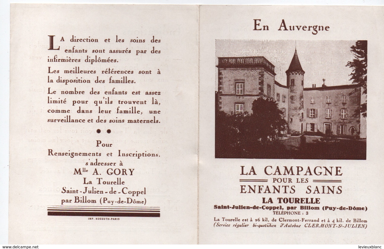 Prospectus Publicitaire/La Tourelle/La Campagne Pour Les Enfants Sains/St Julien De Coppel/Vers 1930-1950         VPN244 - Autres & Non Classés
