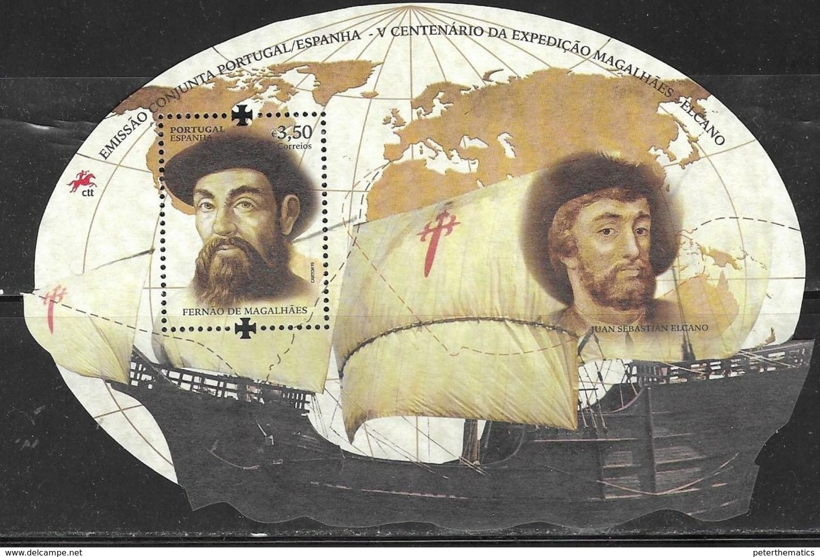 PORTUGAL,  2019, MNH, JOINT ISSUE WITH SPAIN, MAGELLAN, GREAT EXPLORERS, SHIPS, S/SHEET - Joint Issues