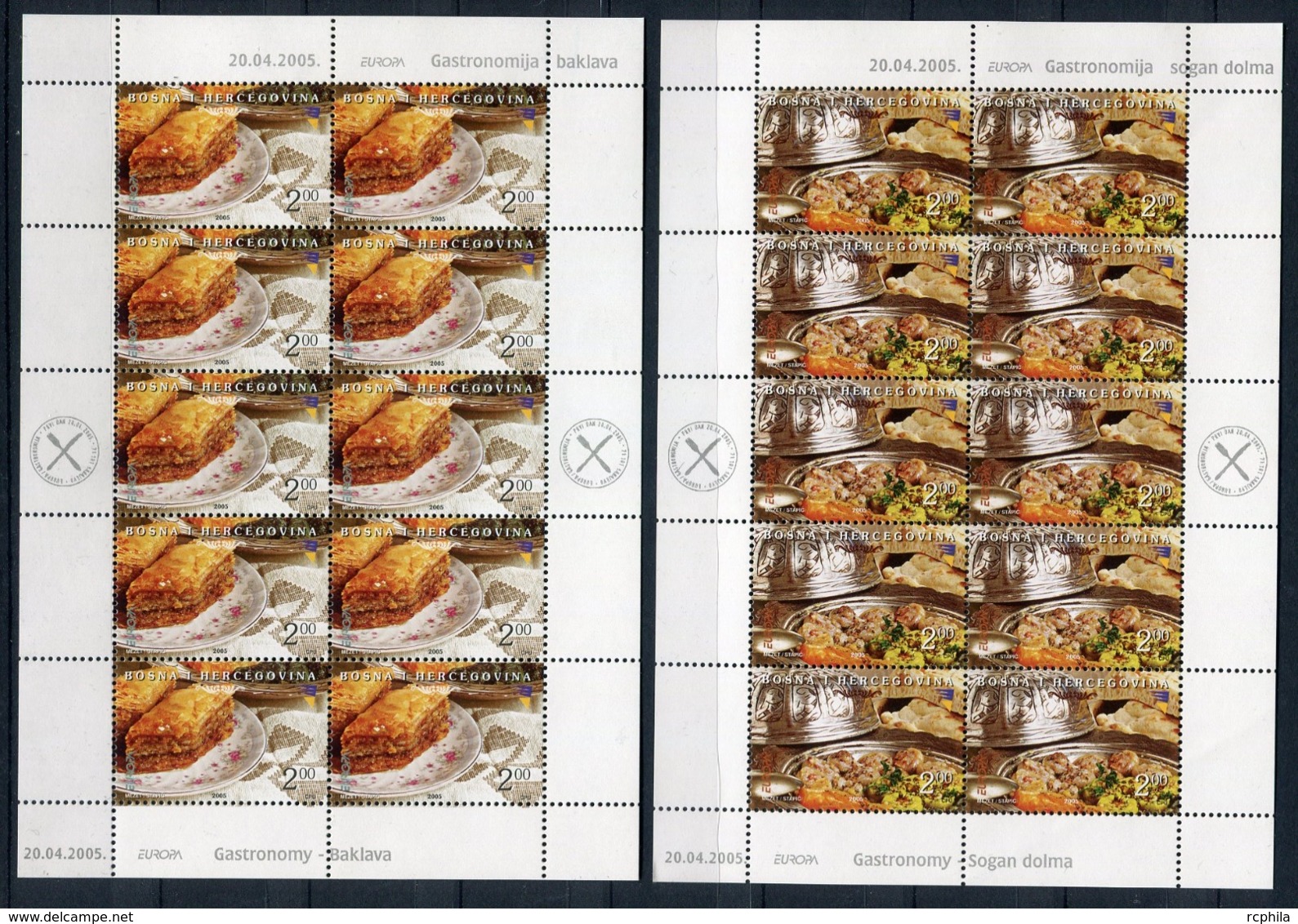 RC 13979 EUROPA 2005 BOSNIE HERZEGOVINE LA GASTRONOMIE FEUILLETS NEUF ** MNH - 2005