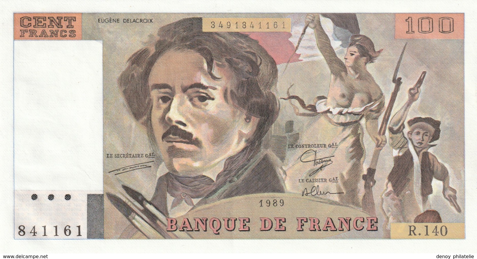 Lot De 3 Billets Neuf Delacroix 100 Francs 1989 Série 140 Neuf - 100 F 1978-1995 ''Delacroix''