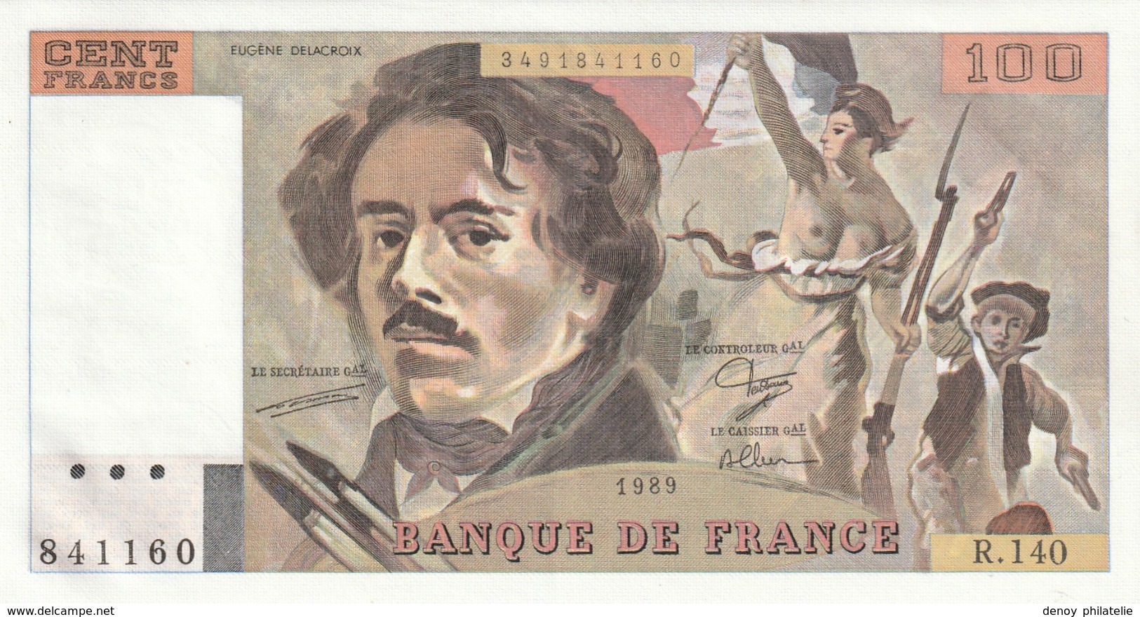 Lot De 3 Billets Neuf Delacroix 100 Francs 1989 Série 140 Neuf - 100 F 1978-1995 ''Delacroix''