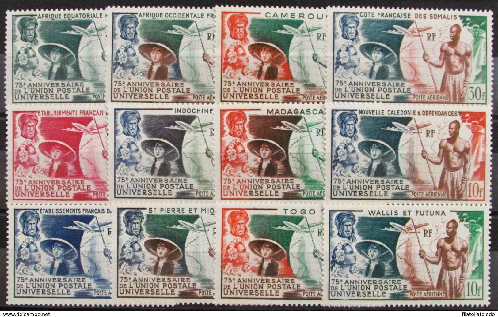 Francia Grandes Series Coloniales - 1949 75e Anniversaire De L'UPU