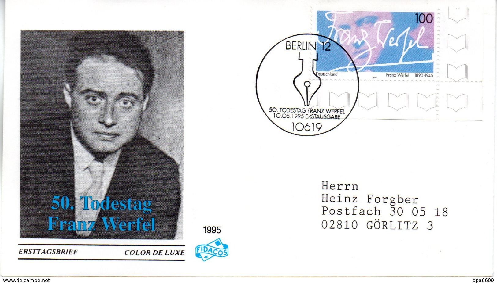 BRD Schmuck-FDC "50. Todestag Von Franz Werfel", Mi. 1813 ESSt 10.8.1995 BERLIN 12 - Sonstige & Ohne Zuordnung