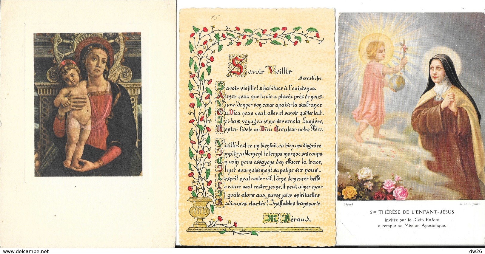 Lot de 32 images religieuses - Christ, Vierge, saints, cartes dentelée et classiques