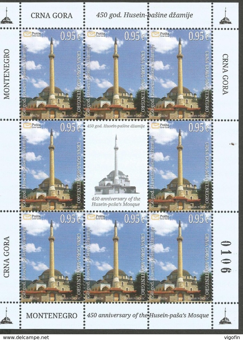 CG 2019-432 450A°HUSEIN PASHA MOSQUES, CRNA GORA MONTENEGRO, MS, MNH - Islam