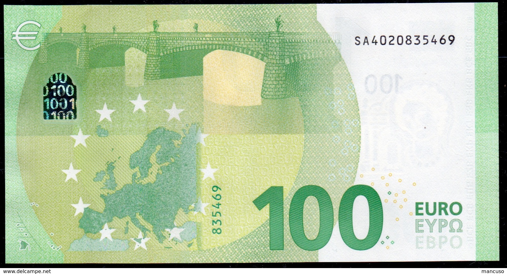 100 EURO ITALIA SA S004  "02" - DRAGHI  UNC - 100 Euro