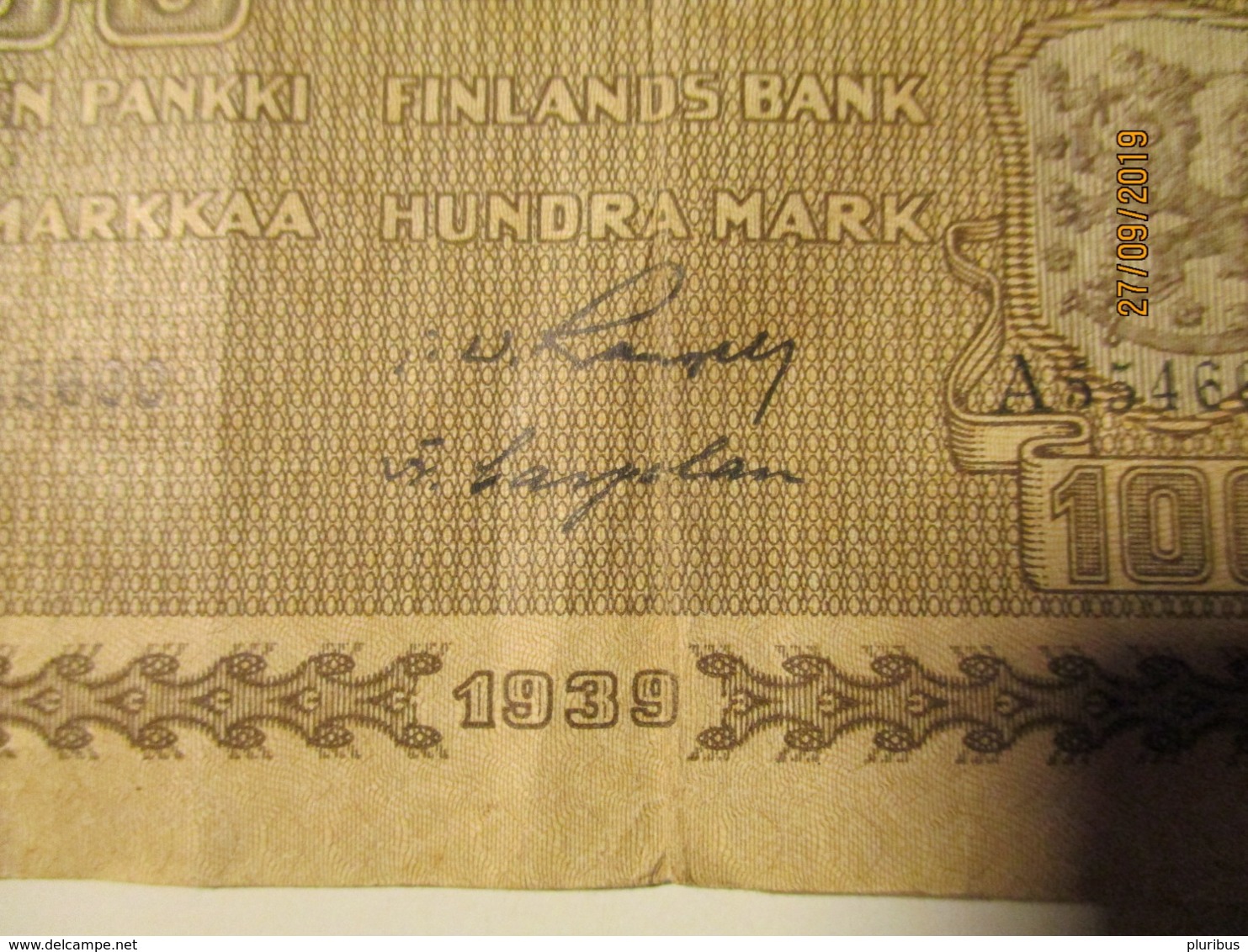 FINLAND 1939 100 MARKKAA Litt. D , Rare Signatures , Nude Boy Nude Woman Nude Man , 0 - Finland