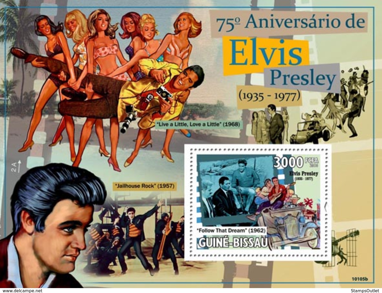 Guinea - Bissau 2010 - 75th Anniversary Of Elvis Presley (1935-1977) S/s Y&T 501, Michel 4568/BL742 - Guinea-Bissau