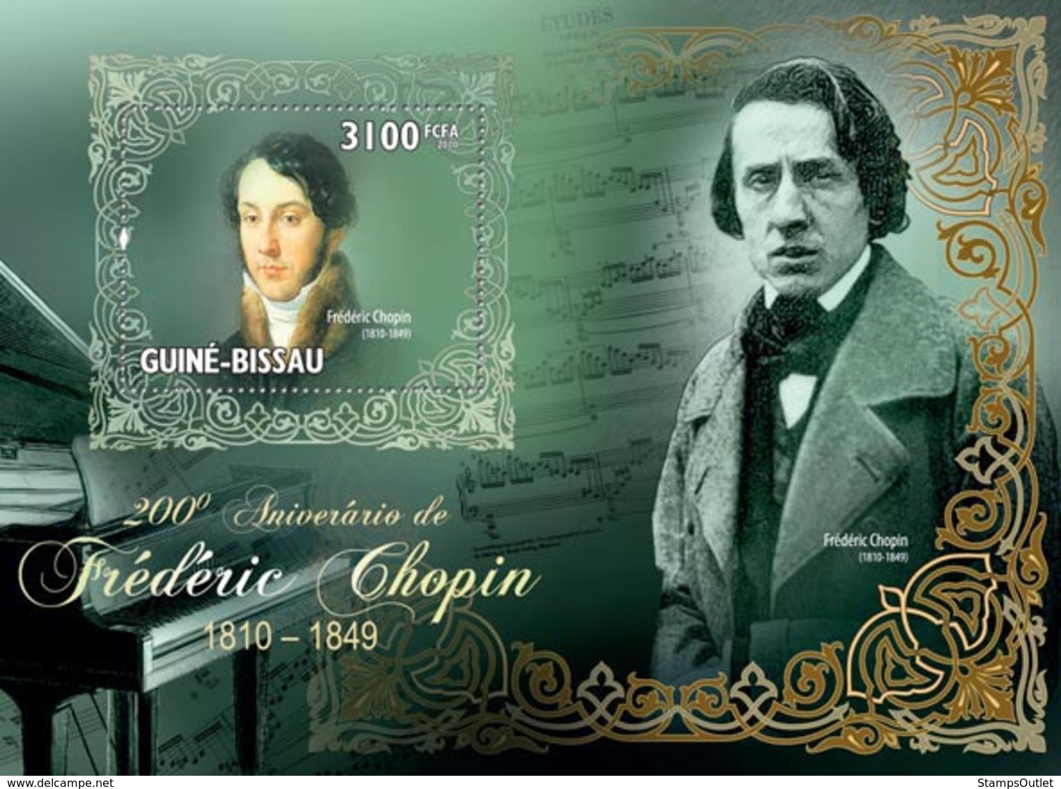 Guinea - Bissau 2010 - Frederick Chopin (1810-1849) S/s Y&T 516, Michel 4736/BL791 - Guinea-Bissau