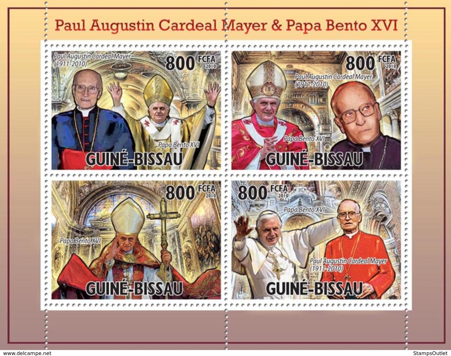 Guinea - Bissau 2010 - Tribute Paul Mayer With Benedict XVI 4v Y&T 3671-3674, Michel 5200-5203 - Guinea-Bissau