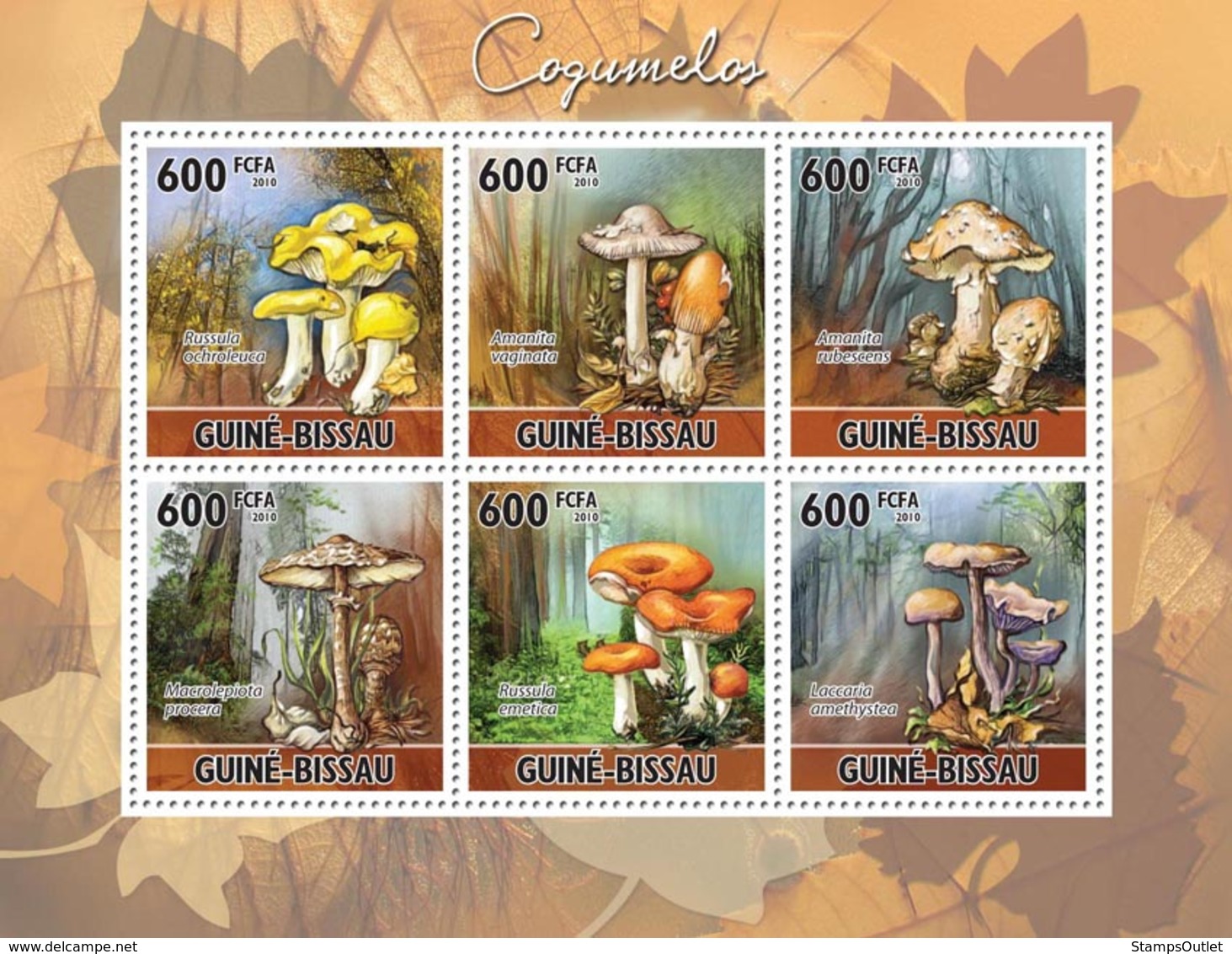 Guinea - Bissau 2010 - Mushrooms 6v Y&T 3685-3690, Michel 5159-5164 - Guinea-Bissau